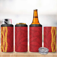Hawaii Prince Kuhio 4 in 1 Can Cooler Tumbler Red Hawaiian Lau Maia With Leis