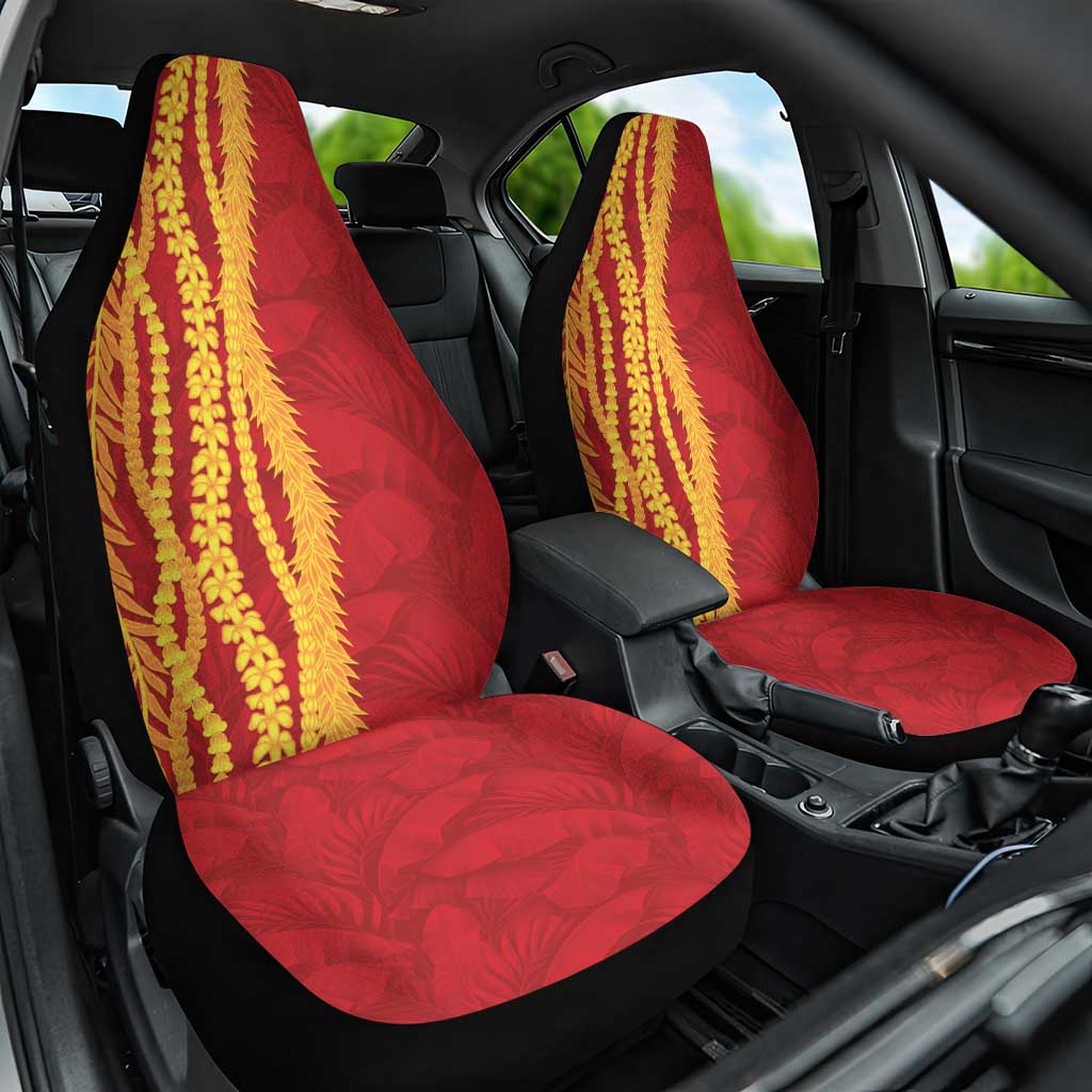 Hawaii Prince Kuhio Car Seat Cover Red Hawaiian Lau Maia With Leis