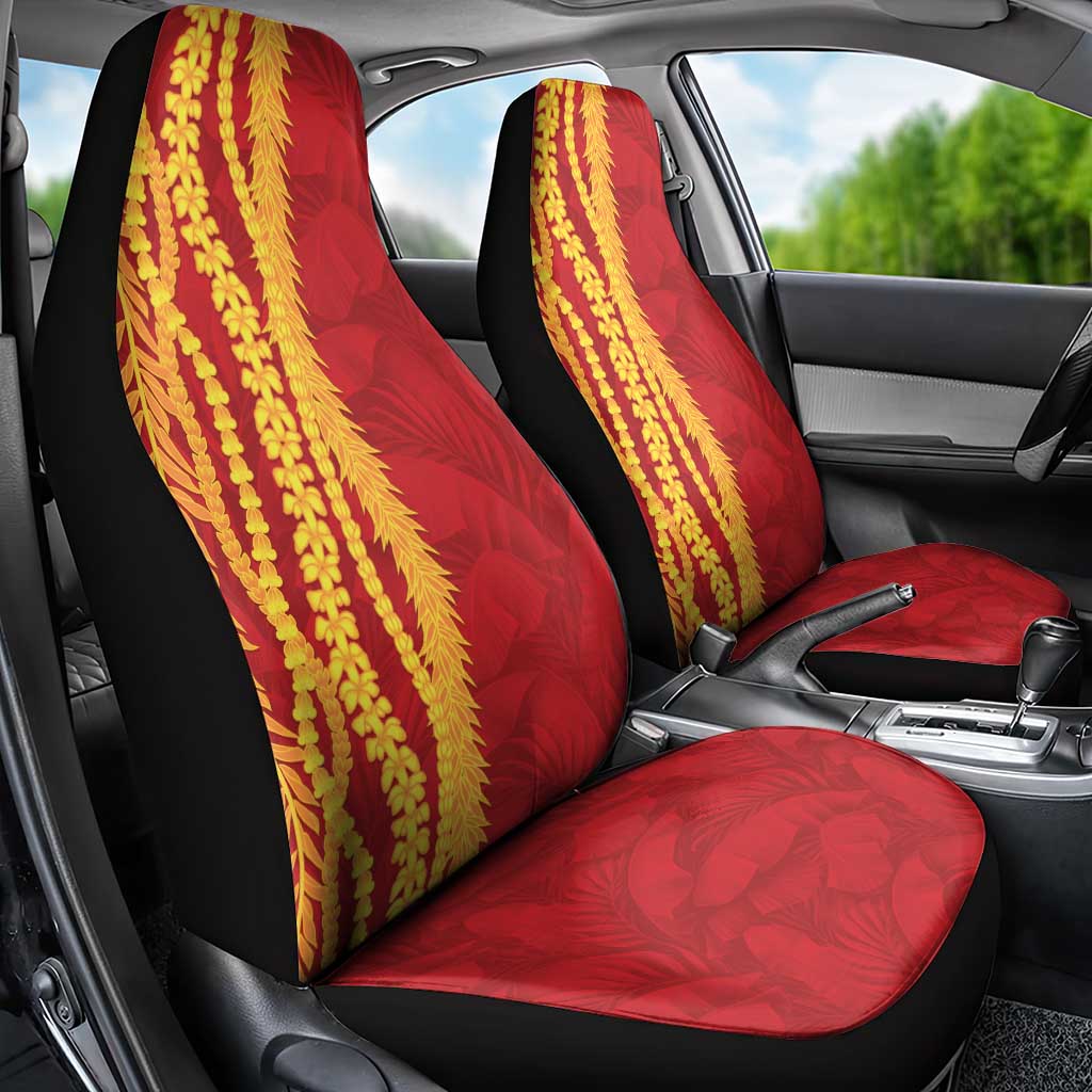 Hawaii Prince Kuhio Car Seat Cover Red Hawaiian Lau Maia With Leis