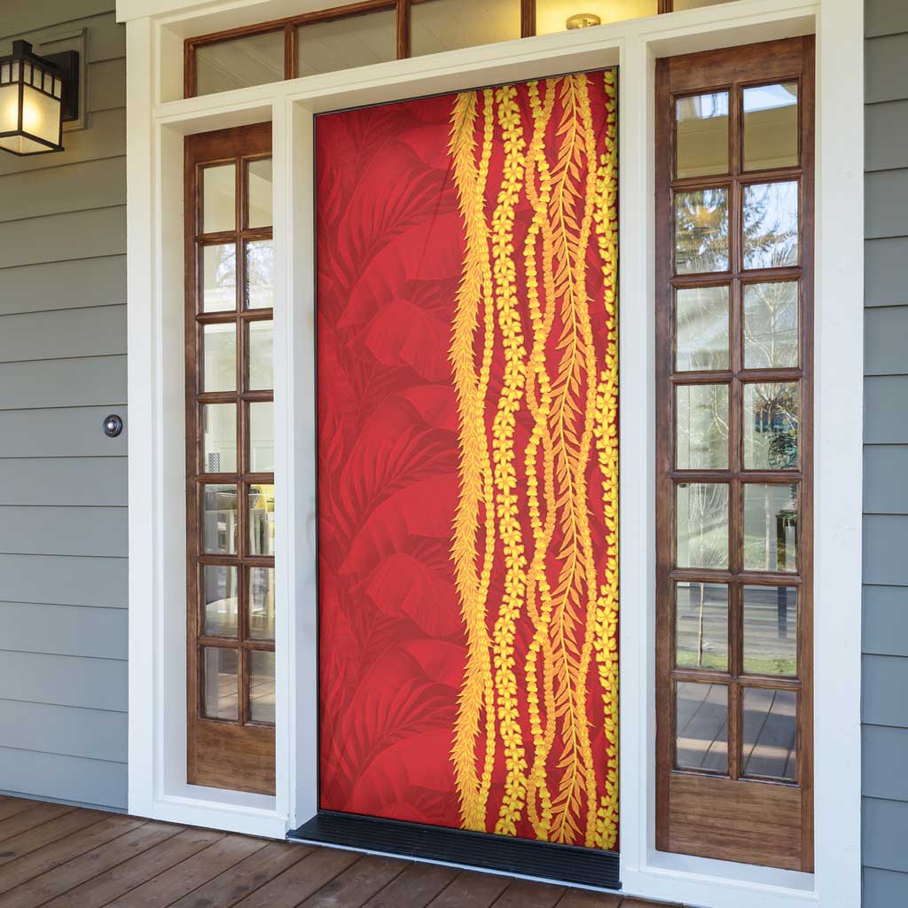 Hawaii Prince Kuhio Door Cover Red Hawaiian Lau Maia With Leis