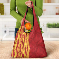 Hawaii Prince Kuhio Grocery Bag Red Hawaiian Lau Maia With Leis