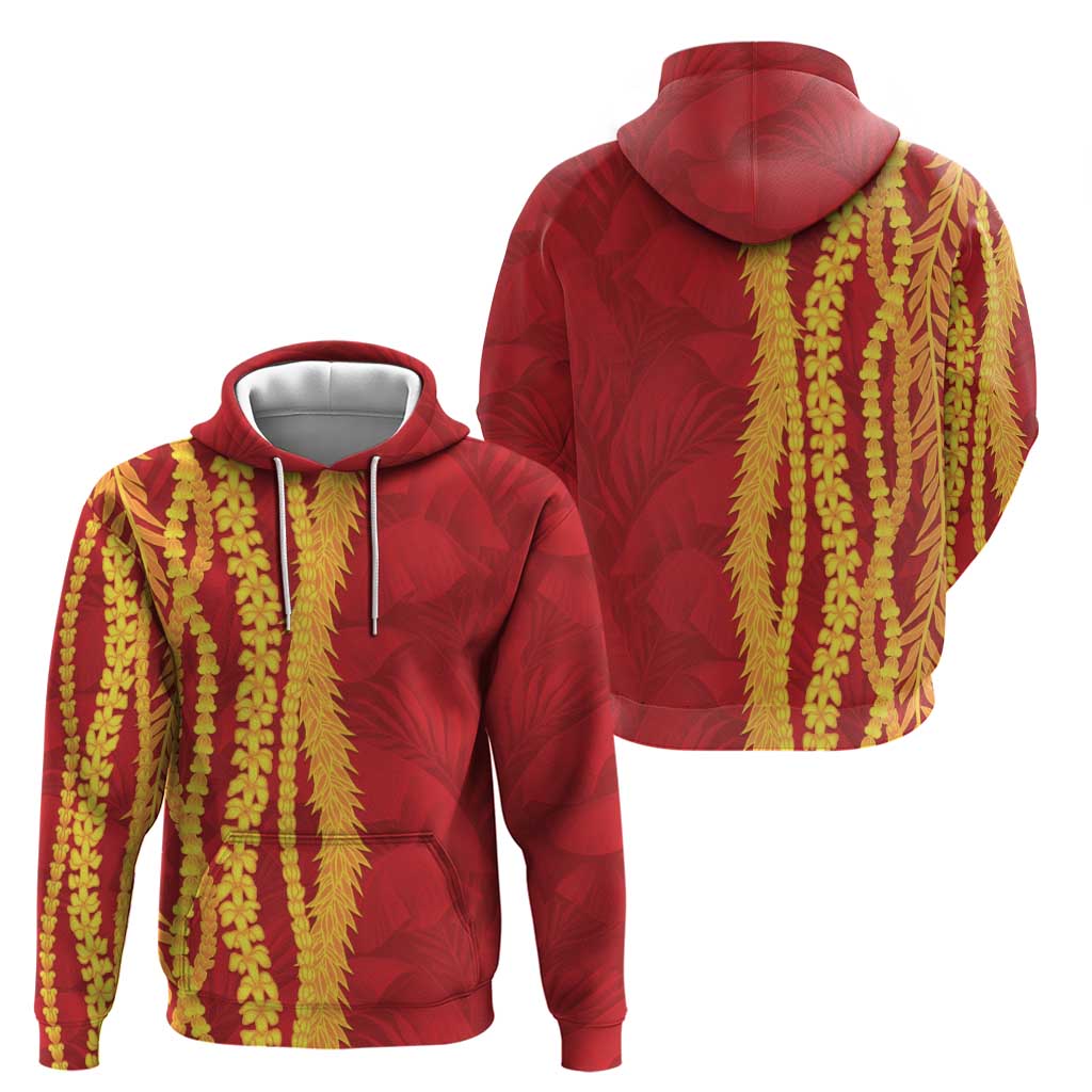 Hawaii Prince Kuhio Hoodie Red Hawaiian Lau Maia With Leis