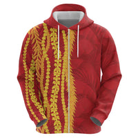 Hawaii Prince Kuhio Hoodie Red Hawaiian Lau Maia With Leis