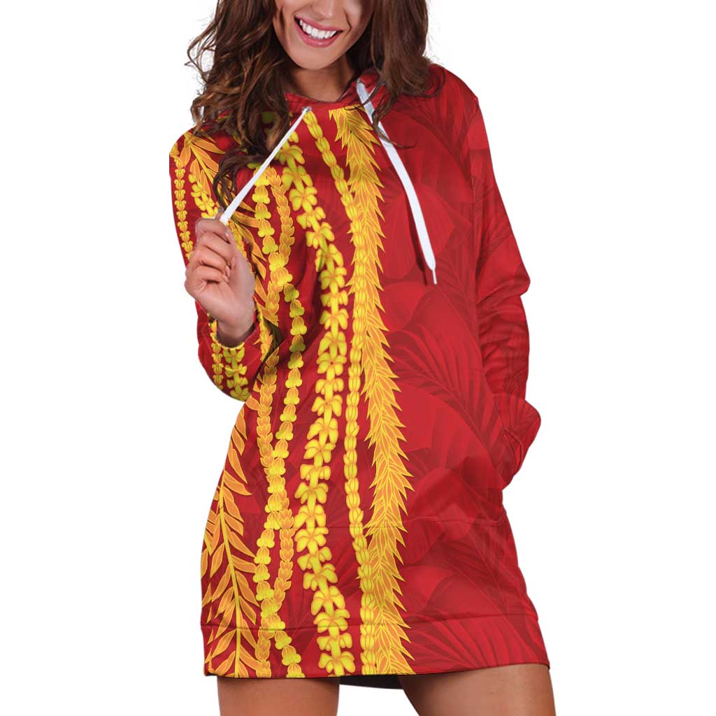 Hawaii Prince Kuhio Hoodie Dress Red Hawaiian Lau Maia With Leis