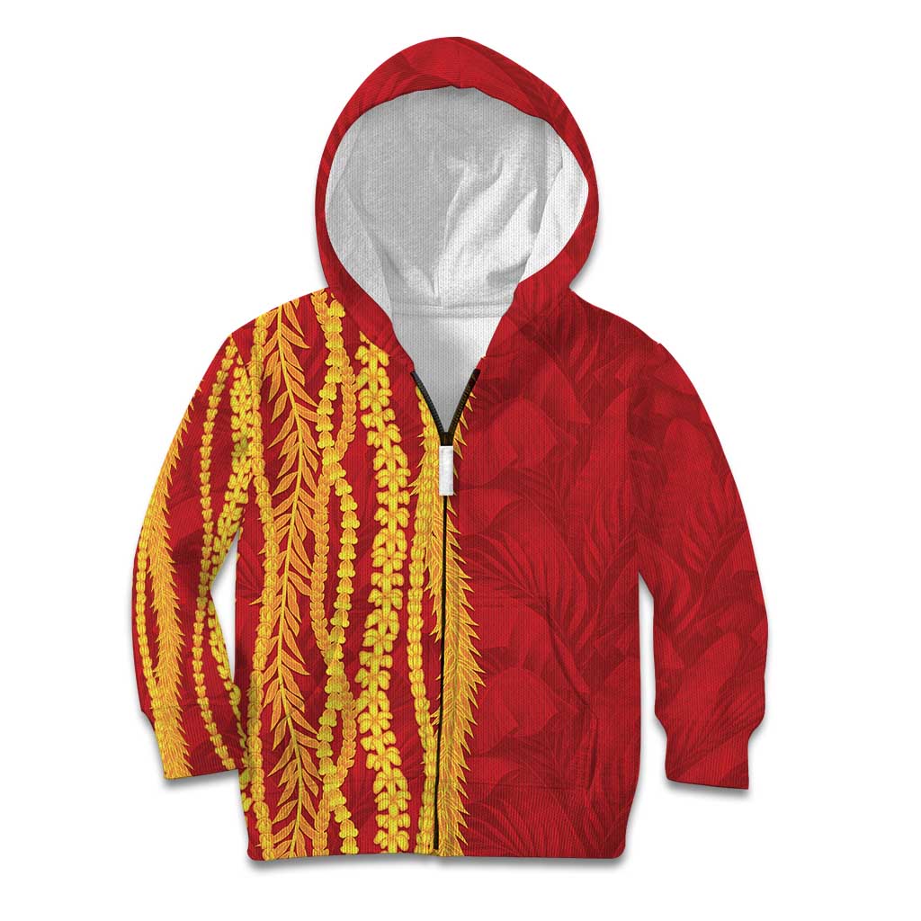 Hawaii Prince Kuhio Kid Hoodie Red Hawaiian Lau Maia With Leis