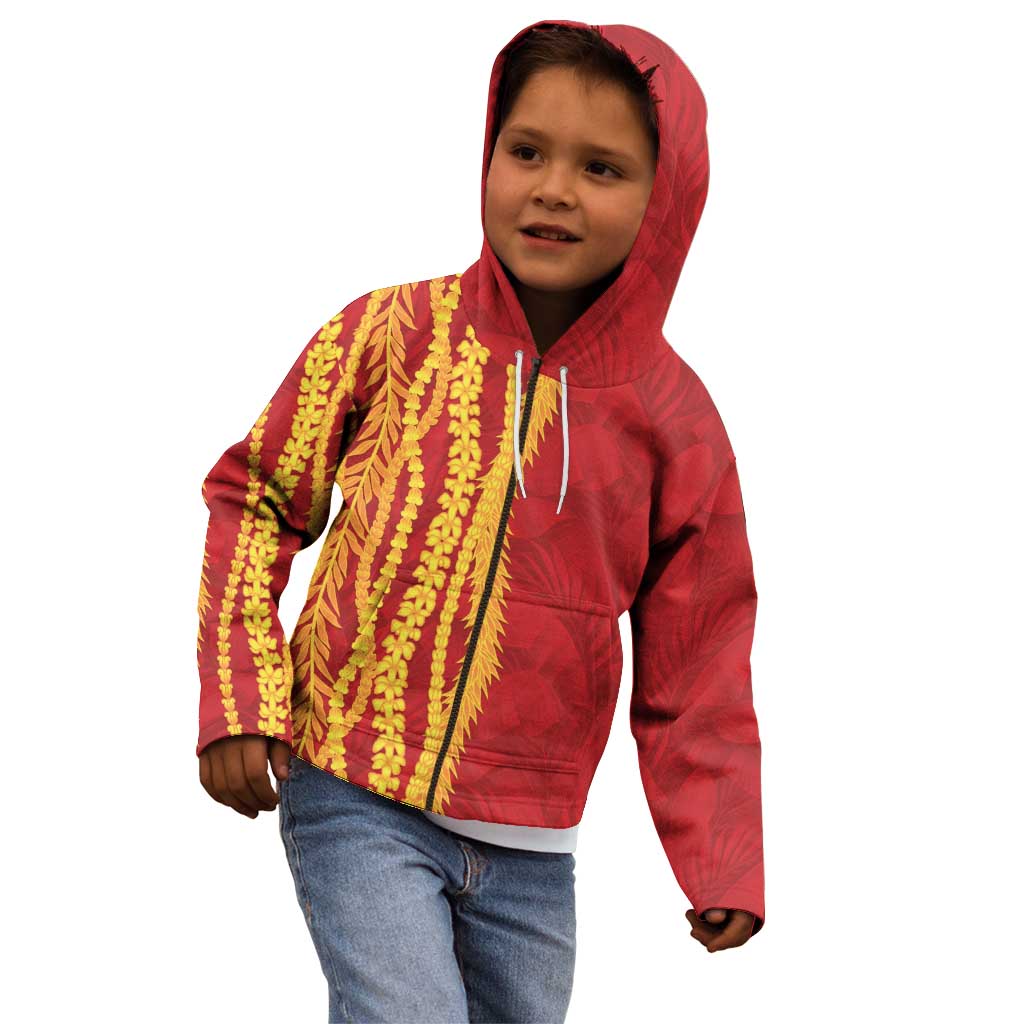 Hawaii Prince Kuhio Kid Hoodie Red Hawaiian Lau Maia With Leis
