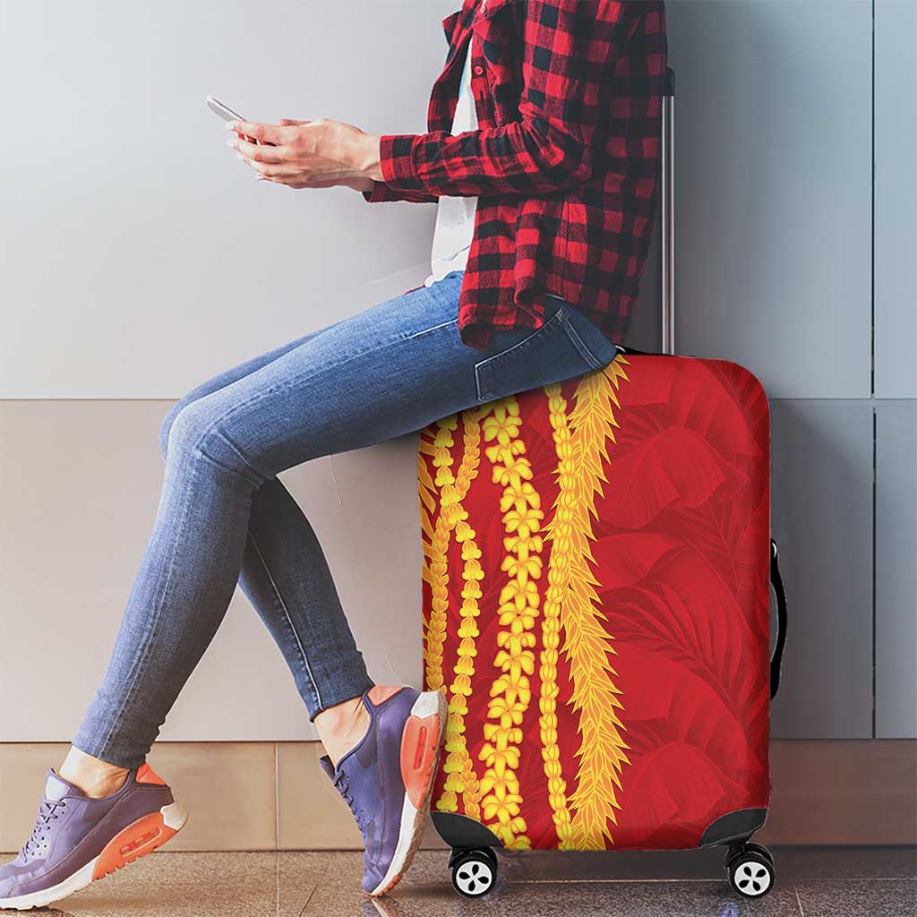 Hawaii Prince Kuhio Luggage Cover Red Hawaiian Lau Maia With Leis