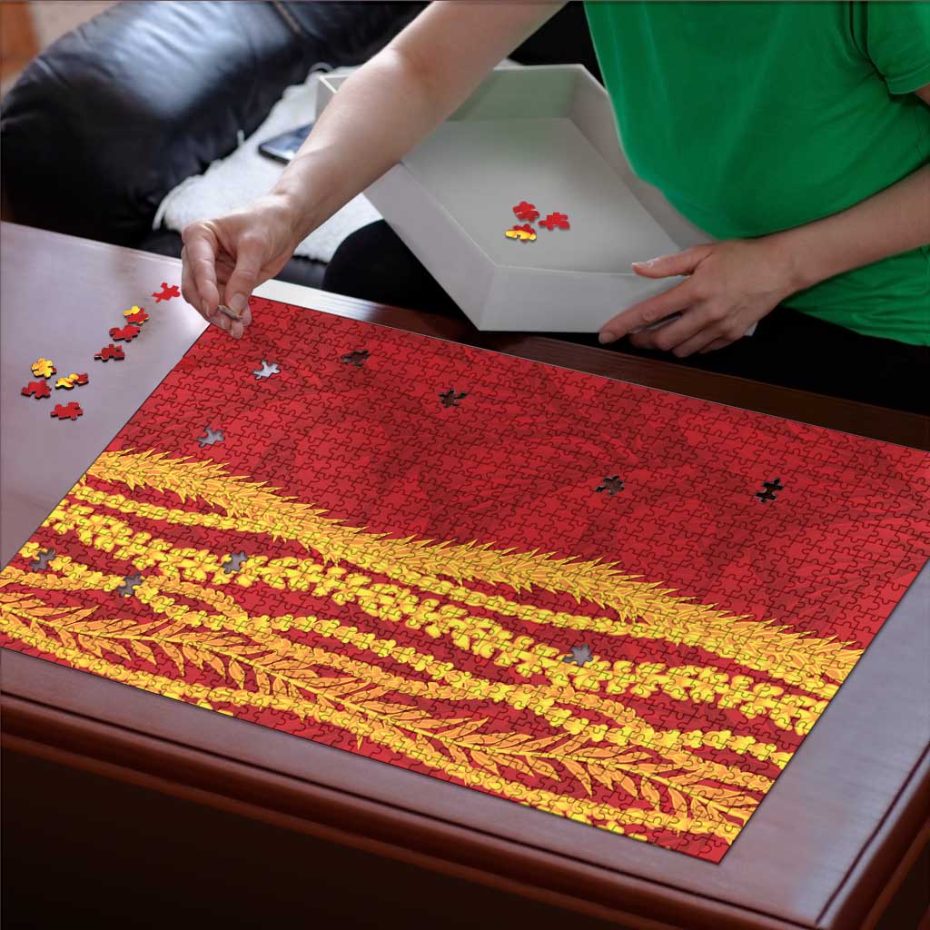 Hawaii Prince Kuhio Puzzle Red Hawaiian Lau Maia With Leis