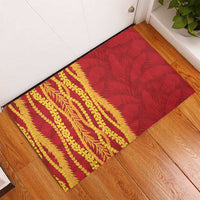 Hawaii Prince Kuhio Rubber Doormat Red Hawaiian Lau Maia With Leis