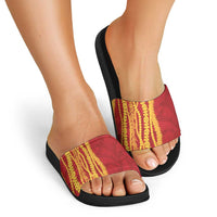 Hawaii Prince Kuhio Slide Sandals Red Hawaiian Lau Maia With Leis