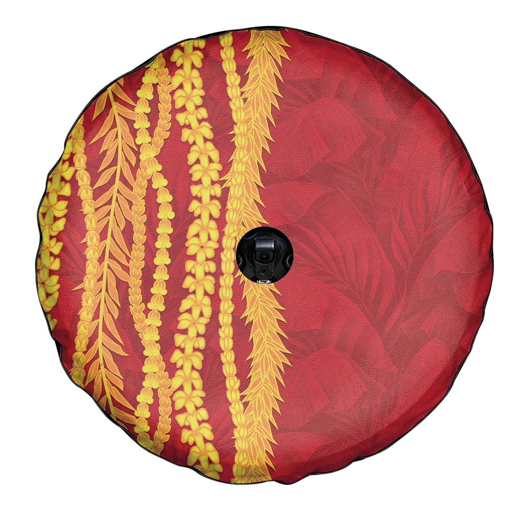 Hawaii Prince Kuhio Spare Tire Cover Red Hawaiian Lau Maia With Leis
