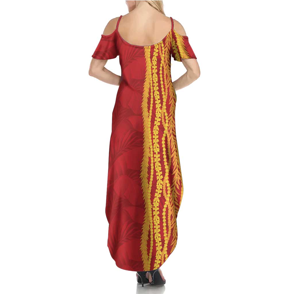 Hawaii Prince Kuhio Summer Maxi Dress Red Hawaiian Lau Maia With Leis