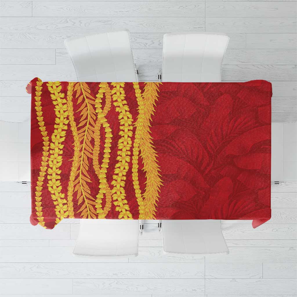 Hawaii Prince Kuhio Tablecloth Red Hawaiian Lau Maia With Leis