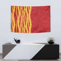 Hawaii Prince Kuhio Tapestry Red Hawaiian Lau Maia With Leis