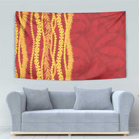 Hawaii Prince Kuhio Tapestry Red Hawaiian Lau Maia With Leis
