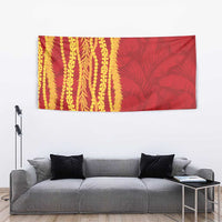 Hawaii Prince Kuhio Tapestry Red Hawaiian Lau Maia With Leis