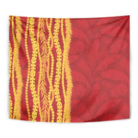 Hawaii Prince Kuhio Tapestry Red Hawaiian Lau Maia With Leis