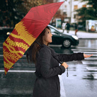 Hawaii Prince Kuhio Umbrella Red Hawaiian Lau Maia With Leis