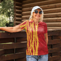 Hawaii Prince Kuhio Women Polo Shirt Red Hawaiian Lau Maia With Leis