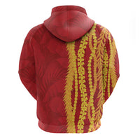 Hawaii Prince Kuhio Zip Hoodie Red Hawaiian Lau Maia With Leis