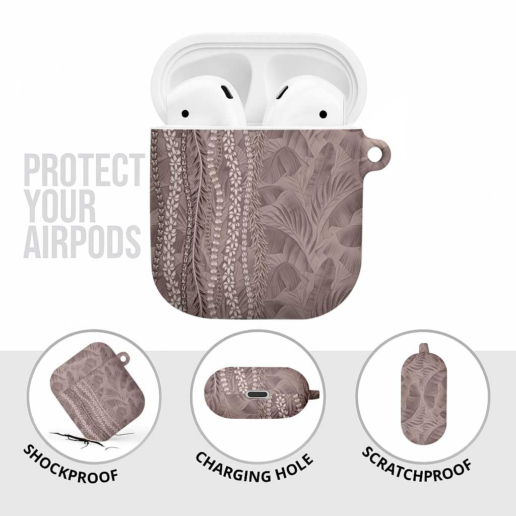 Hawaii Prince Kuhio AirPods Case Mocha Hawaiian Lau Maia With Leis