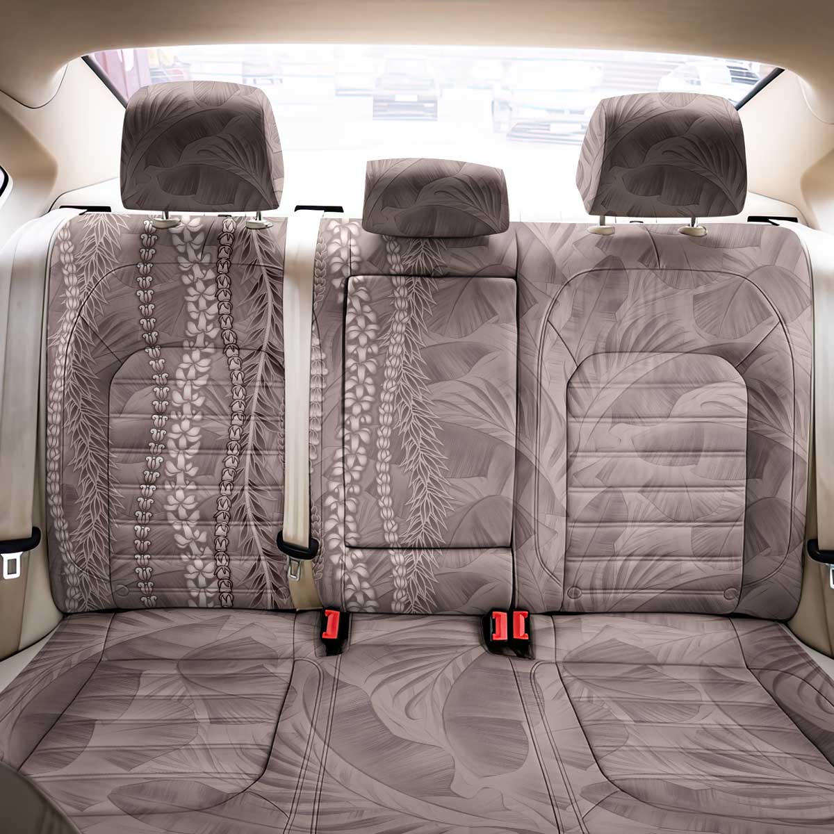 Hawaii Prince Kuhio Back Car Seat Cover Mocha Hawaiian Lau Maia With Leis