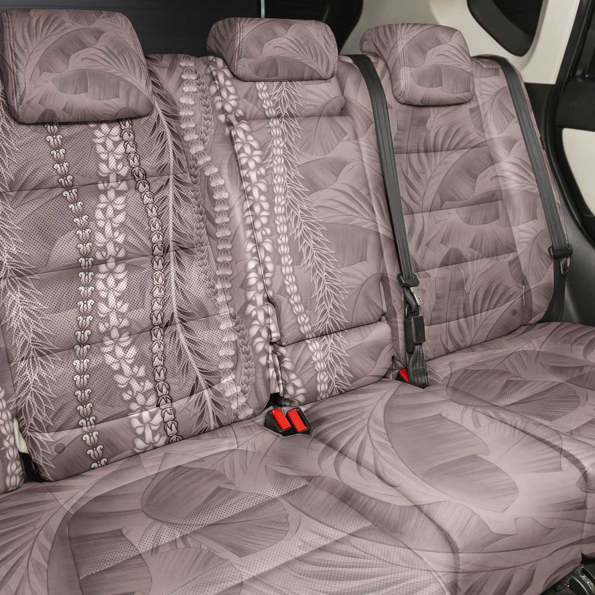 Hawaii Prince Kuhio Back Car Seat Cover Mocha Hawaiian Lau Maia With Leis