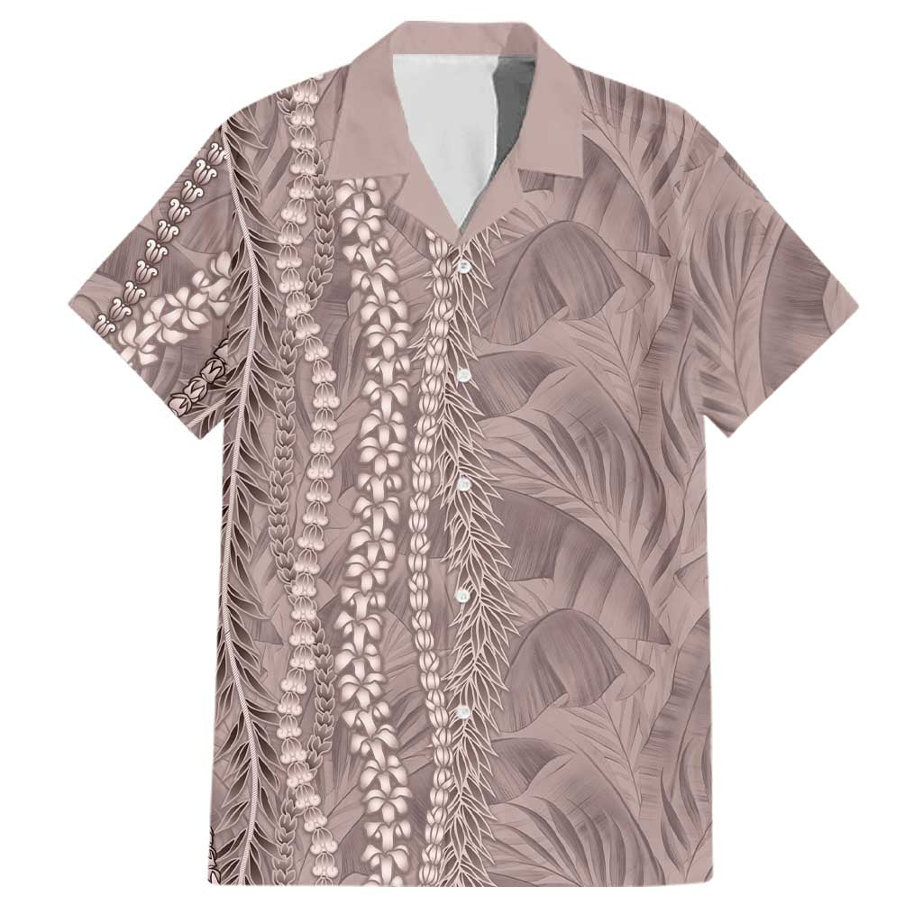 Hawaii Prince Kuhio Family Matching Mermaid Dress and Hawaiian Shirt Mocha Hawaiian Lau Maia With Leis LT05 Dad's Shirt - Short Sleeve Mocha - Polynesian Pride