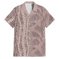 Hawaii Prince Kuhio Family Matching Off Shoulder Maxi Dress and Hawaiian Shirt Mocha Hawaiian Lau Maia With Leis LT05 Dad's Shirt - Short Sleeve Mocha - Polynesian Pride