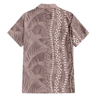 Hawaii Prince Kuhio Family Matching Short Sleeve Bodycon Dress and Hawaiian Shirt Mocha Hawaiian Lau Maia With Leis LT05 - Polynesian Pride