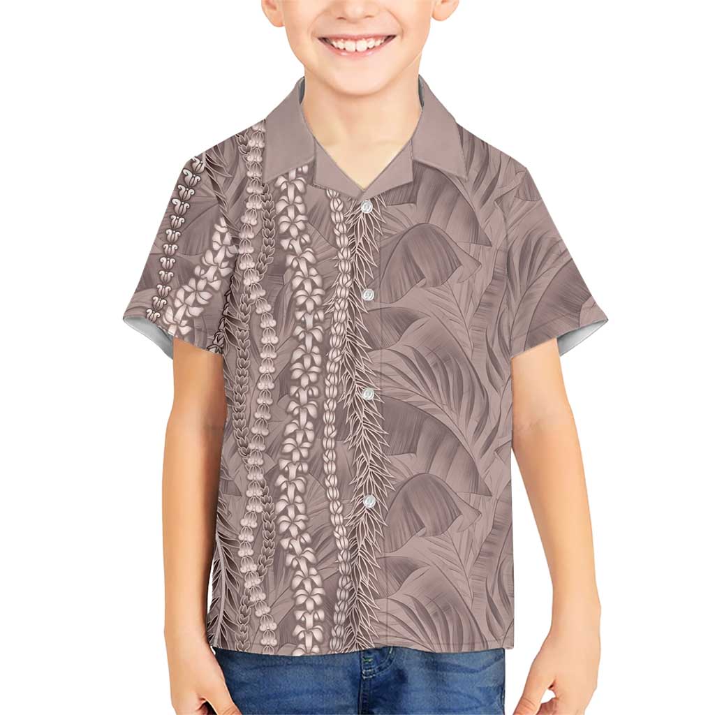 Hawaii Prince Kuhio Kid Hawaiian Shirt Mocha Hawaiian Lau Maia With Leis