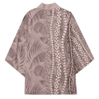 Hawaii Prince Kuhio Kimono Mocha Hawaiian Lau Maia With Leis