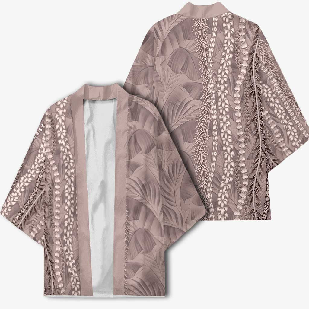 Hawaii Prince Kuhio Kimono Mocha Hawaiian Lau Maia With Leis