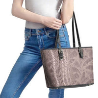 Hawaii Prince Kuhio Leather Tote Bag Mocha Hawaiian Lau Maia With Leis