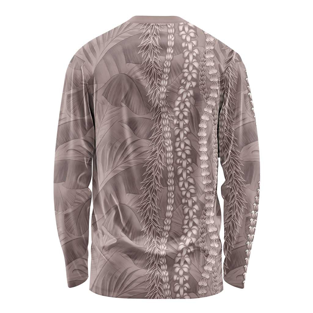 Hawaii Prince Kuhio Long Sleeve Shirt Mocha Hawaiian Lau Maia With Leis