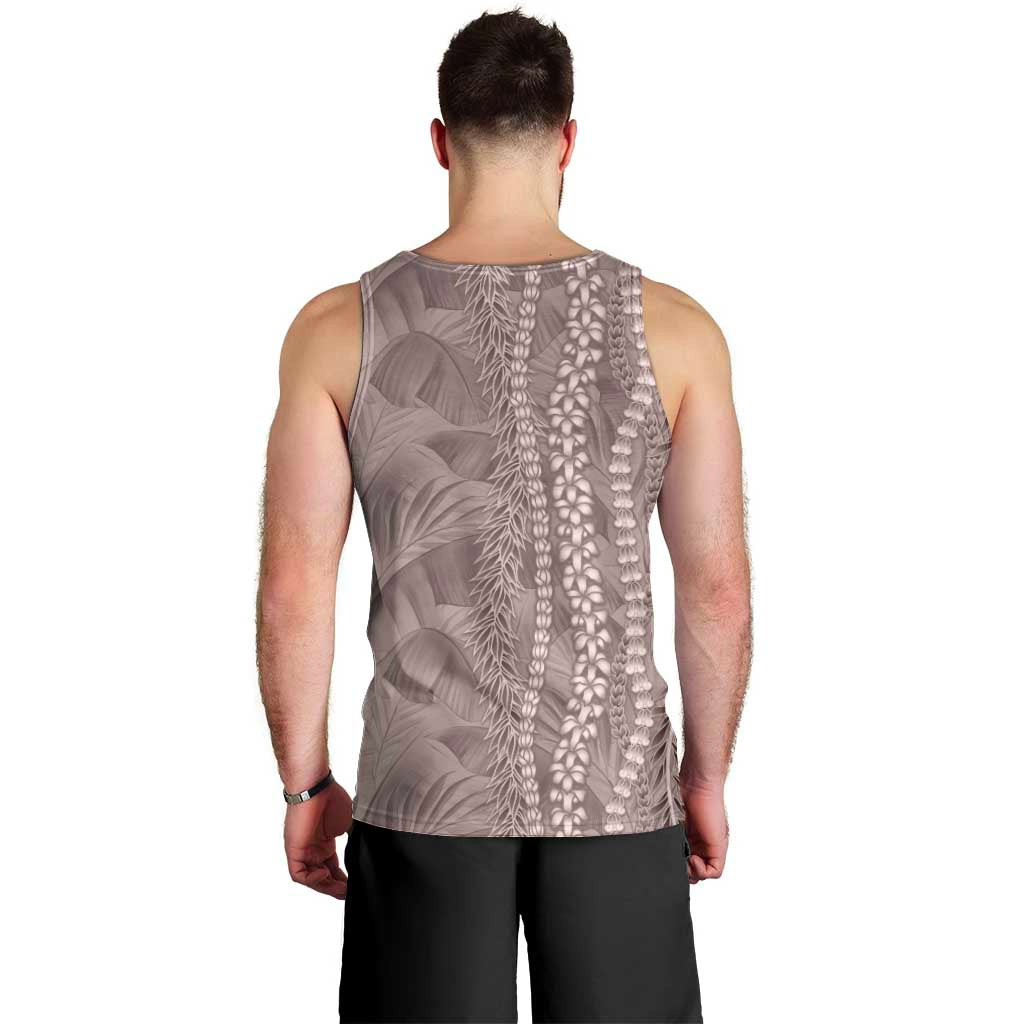 Hawaii Prince Kuhio Men Tank Top Mocha Hawaiian Lau Maia With Leis