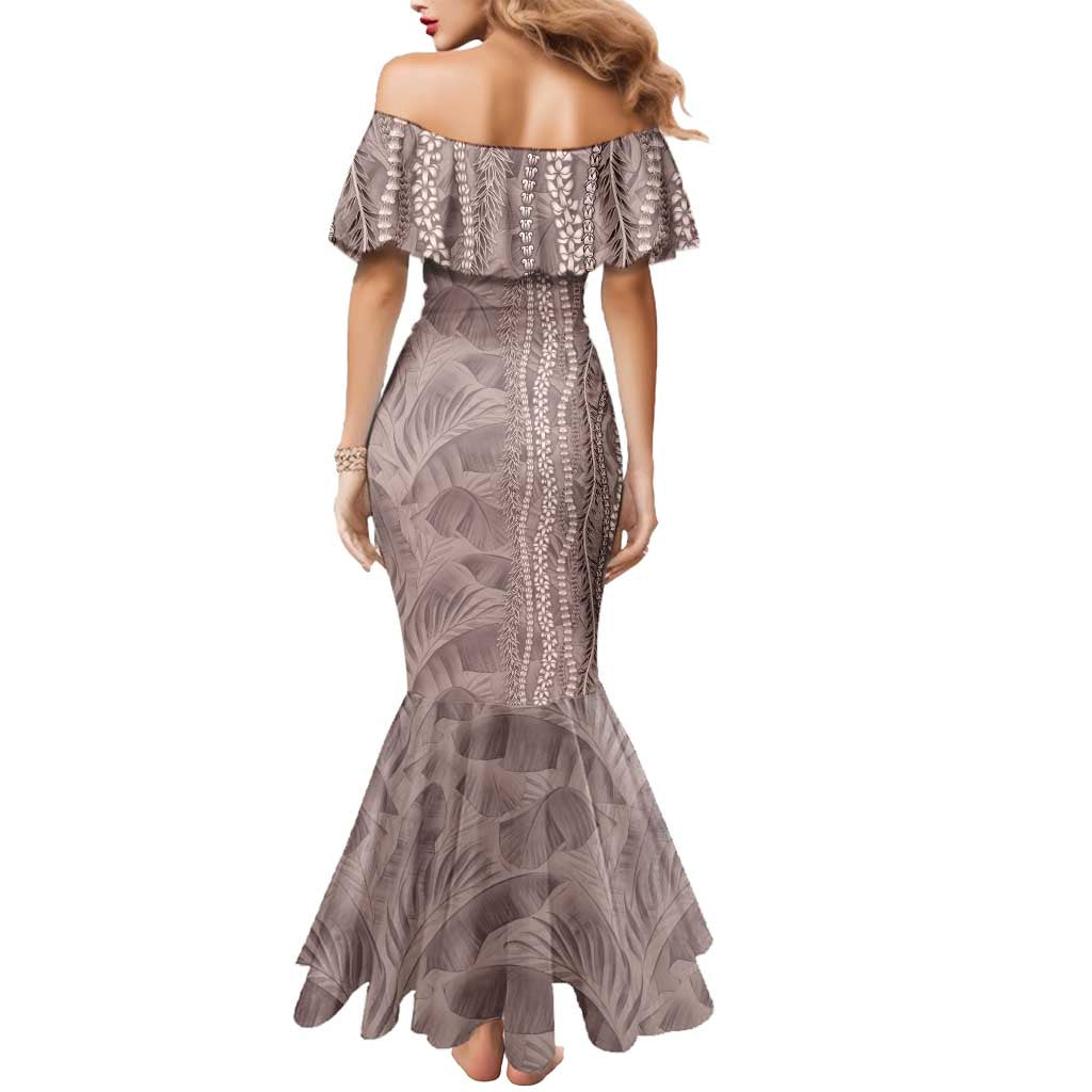 Hawaii Prince Kuhio Mermaid Dress Mocha Hawaiian Lau Maia With Leis