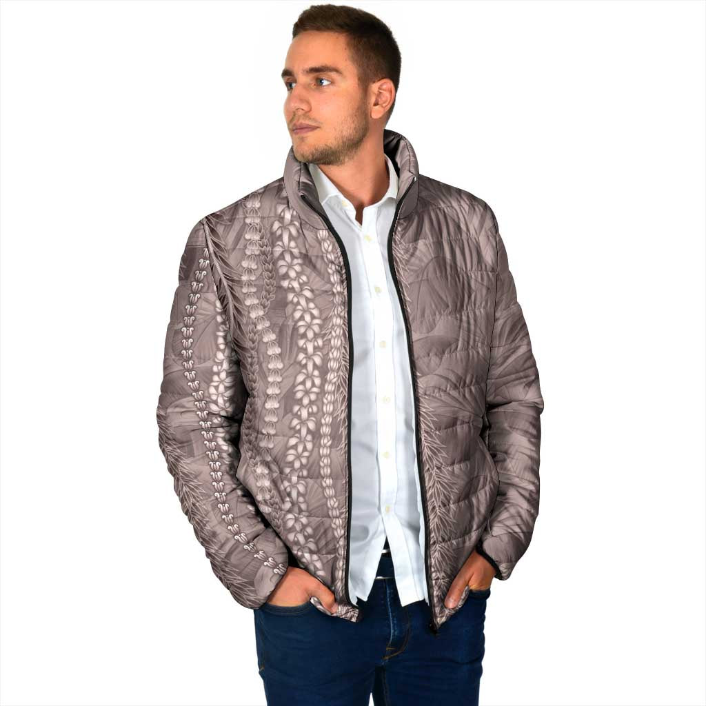 Hawaii Prince Kuhio Padded Jacket Mocha Hawaiian Lau Maia With Leis