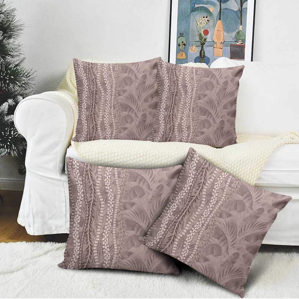 Hawaii Prince Kuhio Pillow Cover Mocha Hawaiian Lau Maia With Leis