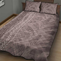Hawaii Prince Kuhio Quilt Bed Set Mocha Hawaiian Lau Maia With Leis