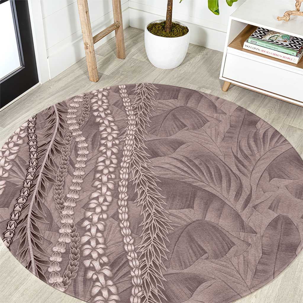 Hawaii Prince Kuhio Round Carpet Mocha Hawaiian Lau Maia With Leis