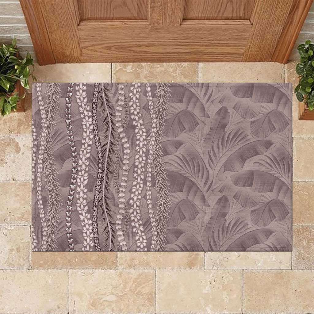 Hawaii Prince Kuhio Rubber Doormat Mocha Hawaiian Lau Maia With Leis