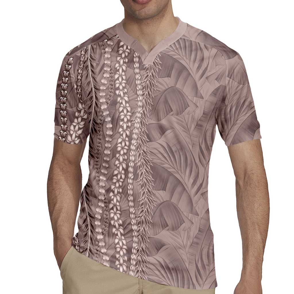 Hawaii Prince Kuhio Rugby Jersey Mocha Hawaiian Lau Maia With Leis