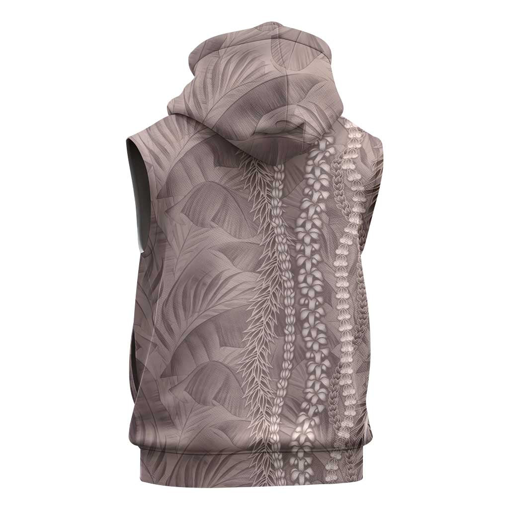 Hawaii Prince Kuhio Sleeveless Hoodie Mocha Hawaiian Lau Maia With Leis