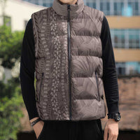Hawaii Prince Kuhio Sleeveless Puffer Jacket Mocha Hawaiian Lau Maia With Leis