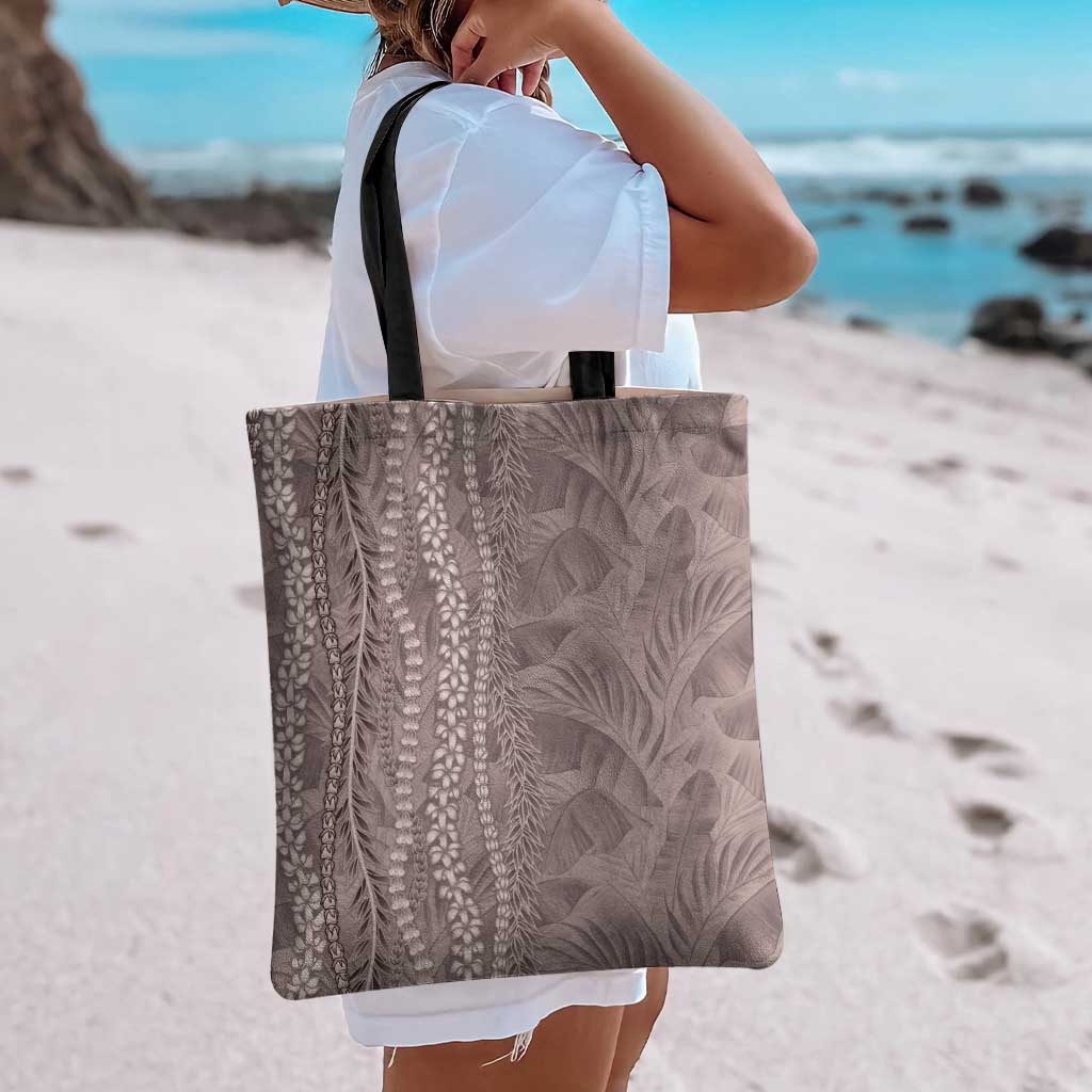 Hawaii Prince Kuhio Tote Bag Mocha Hawaiian Lau Maia With Leis