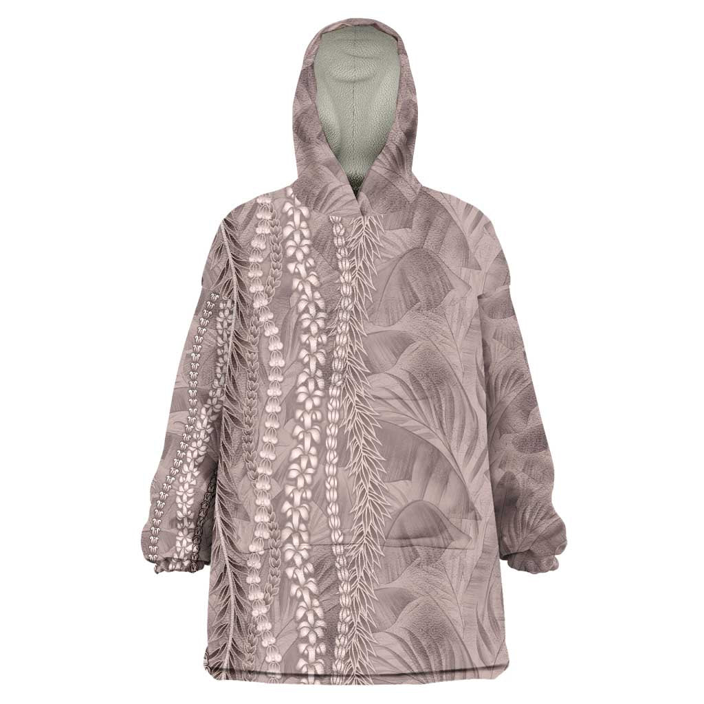 Hawaii Prince Kuhio Wearable Blanket Hoodie Mocha Hawaiian Lau Maia With Leis