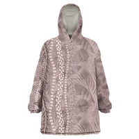 Hawaii Prince Kuhio Wearable Blanket Hoodie Mocha Hawaiian Lau Maia With Leis