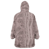 Hawaii Prince Kuhio Wearable Blanket Hoodie Mocha Hawaiian Lau Maia With Leis