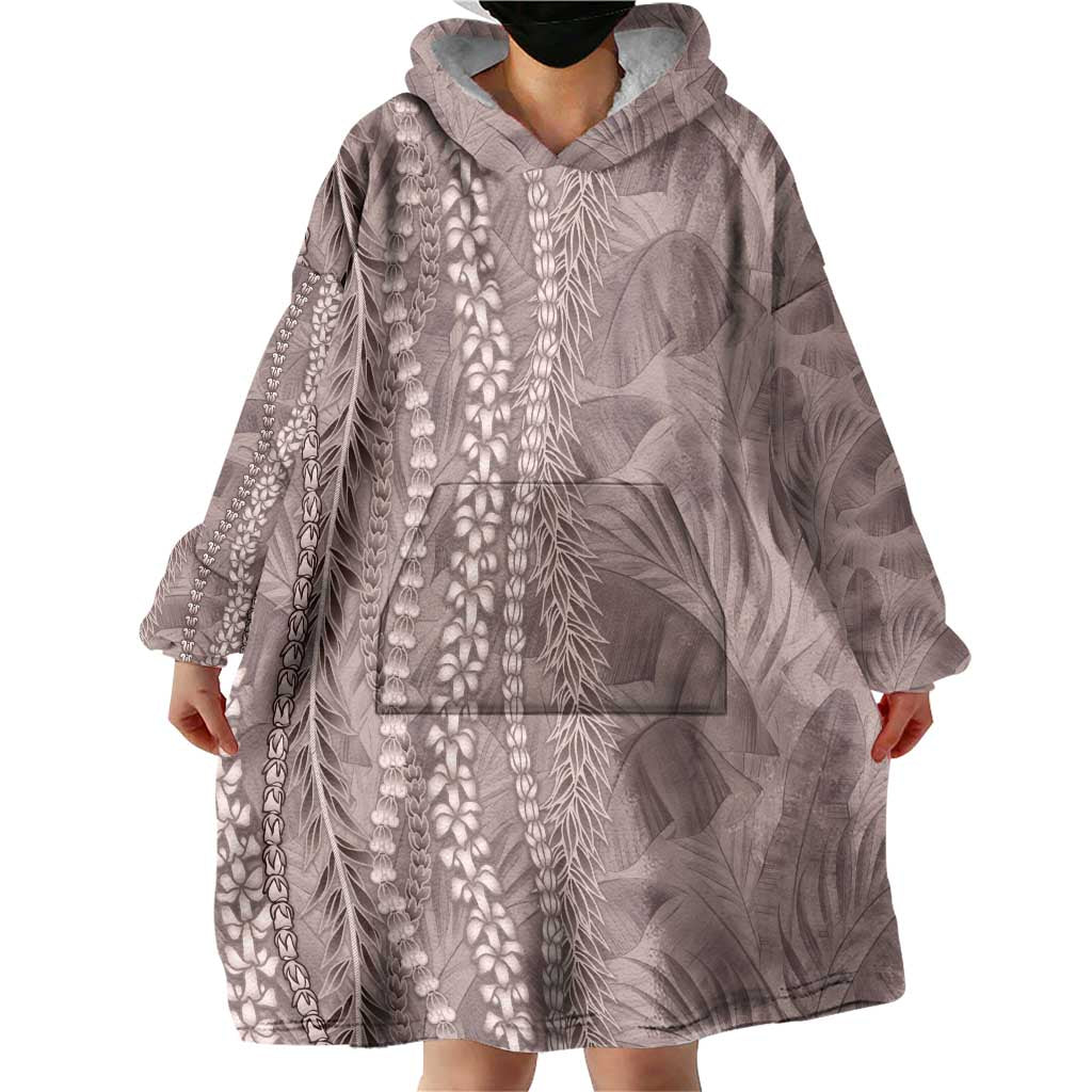 Hawaii Prince Kuhio Wearable Blanket Hoodie Mocha Hawaiian Lau Maia With Leis